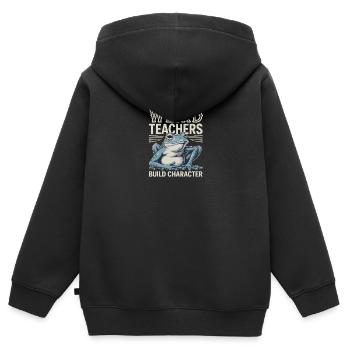 Weird Teachers Build Character Appreciation - Kinder Premium Organic Zip Hoodie - Schwarz - Hinten - AI Model Kid Male (0cm)