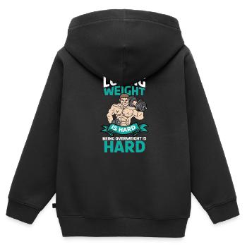 Bodybuilding Kraftsport Fitness Muskelaufbau - Kinder Premium Organic Zip Hoodie - Schwarz - Hinten - AI Model Kid Male (0cm)