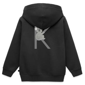 K - KOALA - ABC, Alphabet, Buchstabe, Tier, Name - Kinder Premium Organic Zip Hoodie - Schwarz - Hinten - AI Model Kid Male (0cm)