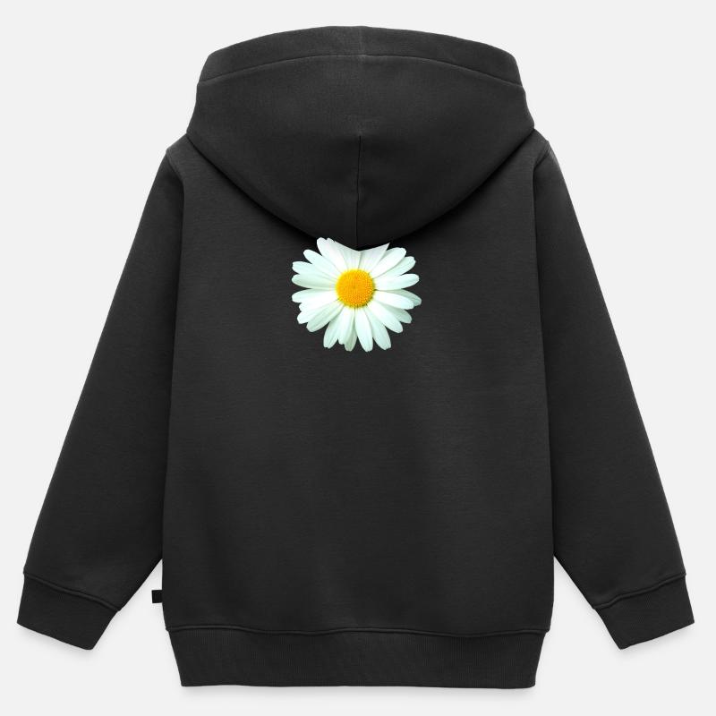 Marguerite - Sweat Premium à capuche zippé enfant bio - noir