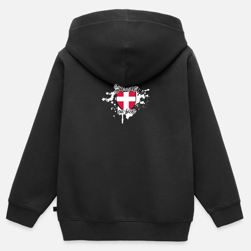 savoie destroy2 - Sweat Premium à capuche zippé enfant bio - noir