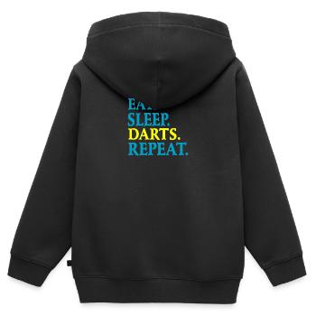 Darts Dart - Kinder Premium Organic Zip Hoodie - Schwarz - Hinten - AI Model Kid Male (0cm)