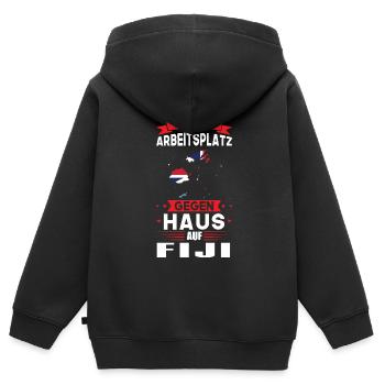 Fiji Flagge Fidschianisch Geschenk - Kinder Premium Organic Zip Hoodie - Schwarz - Hinten - AI Model Kid Male (0cm)
