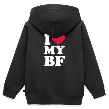 I love my boyfriend - Kinder Premium Organic Zip Hoodie - Schwarz - Hinten - AI Model Kid Male (0cm)