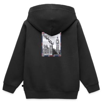 London Big Ben Union Jack - Kinder Premium Organic Zip Hoodie - Schwarz - Hinten - AI Model Kid Male (0cm)