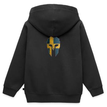 Casque spartiate avec le drapeau de la Suède - Sweat Premium à capuche zippé enfant bio - noir - Dos - AI Model Kid Male (0cm)