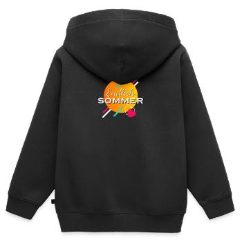 Endlich Sommer - Kinder Premium Organic Zip Hoodie - Schwarz - Hinten - AI Model Kid Male (0cm)
