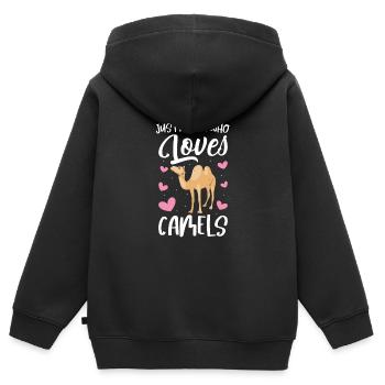 Just A Girl Who Loves Camels - Kinder Premium Organic Zip Hoodie - Schwarz - Hinten - AI Model Kid Male (0cm)