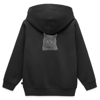 Britisch Kurzhaar Katze - BKH - Katzen Geschenk - Kinder Premium Organic Zip Hoodie - Schwarz - Hinten - AI Model Kid Male (0cm)