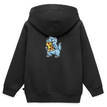 Dino with pizza - Kids Premium Organic Zip-up Hoodie - black - Back - AI Model Kid Male (0cm)