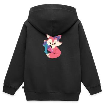 Schoolchild Fuchs schooling 1st class cartable - Sweat Premium à capuche zippé enfant bio - noir - Dos - AI Model Kid Male (0cm)