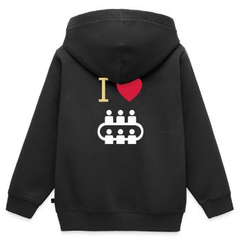 ★ Couleurs de conception modifiables ★ J'aime les réunions - Sweat Premium à capuche zippé enfant bio - noir - Dos - AI Model Kid Male (0cm)