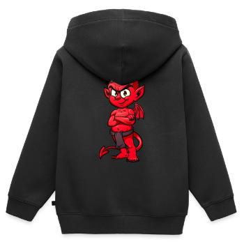 Kobold - Kinder Premium Organic Zip Hoodie - Schwarz - Hinten - AI Model Kid Male (0cm)