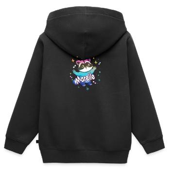 Mareile - Schöner Mädchen Name mit süßem Waschbär - Kinder Premium Organic Zip Hoodie - Schwarz - Hinten - AI Model Kid Male (0cm)
