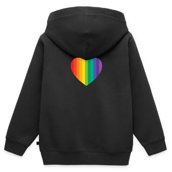 Herz - Kinder Premium Organic Zip Hoodie - Schwarz - Hinten - AI Model Kid Male (0cm)