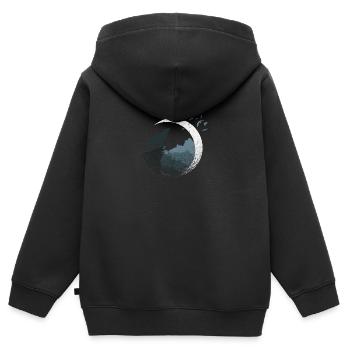 Der Wolf im Vollmond - Kinder Premium Organic Zip Hoodie - Schwarz - Hinten - AI Model Kid Male (0cm)