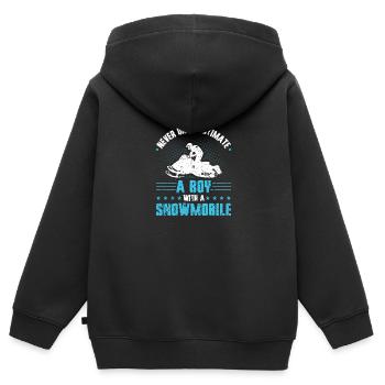 Snowmobile Riding Boy Snowmobile - Kinder Premium Organic Zip Hoodie - Schwarz - Hinten - AI Model Kid Male (0cm)