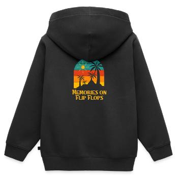 Souvenirs sur Flip Flops Summer Ocean Mer tropicale - Sweat Premium à capuche zippé enfant bio - noir - Dos - AI Model Kid Male (0cm)