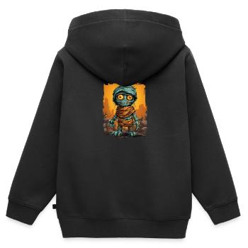 Halloween Spooky Cartoon Mummy - Kinder Premium Organic Zip Hoodie - Schwarz - Hinten - AI Model Kid Male (0cm)