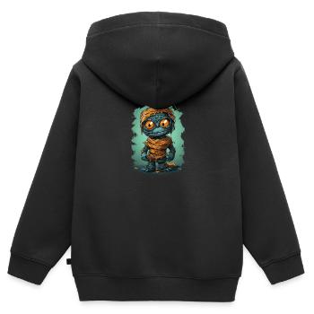 Halloween Spooky Cartoon Mummy - Kinder Premium Organic Zip Hoodie - Schwarz - Hinten - AI Model Kid Male (0cm)