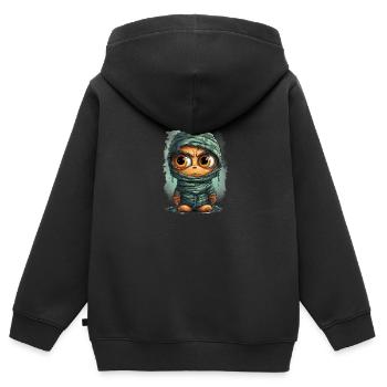 Halloween Spooky Cartoon Mummy - Kinder Premium Organic Zip Hoodie - Schwarz - Hinten - AI Model Kid Male (0cm)