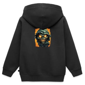 Halloween Spooky Cartoon Mummy - Kinder Premium Organic Zip Hoodie - Schwarz - Hinten - AI Model Kid Male (0cm)