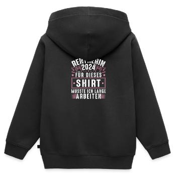 Rentnerin 2024 - Kinder Premium Organic Zip Hoodie - Schwarz - Hinten - AI Model Kid Male (0cm)