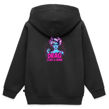 Culture drag exclusive et inspiration drag queen - Sweat Premium à capuche zippé enfant bio - noir - Dos - AI Model Kid Male (0cm)