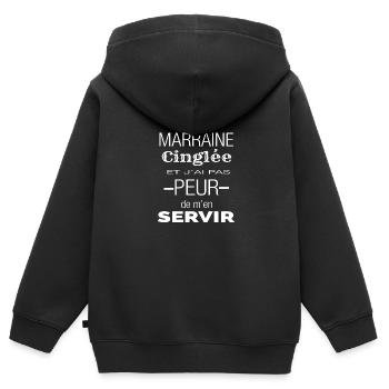 J'ai une marraine cinglée - Sweat Premium à capuche zippé enfant bio - noir - Dos - AI Model Kid Male (0cm)