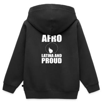 Afro Latina - Sweat Premium à capuche zippé enfant bio - noir - Dos - AI Model Kid Male (0cm)