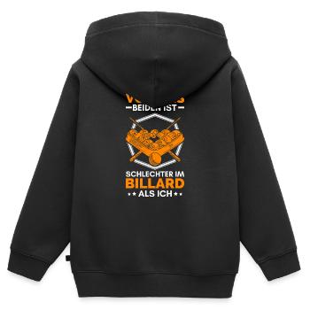 Billard Queue - Kinder Premium Organic Zip Hoodie - Schwarz - Hinten - AI Model Kid Male (0cm)
