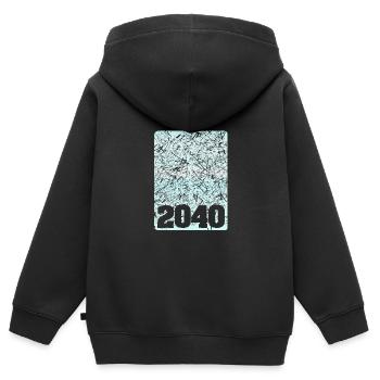 Numéro 2040 - Sweat Premium à capuche zippé enfant bio - noir - Dos - AI Model Kid Male (0cm)