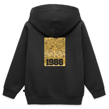 Numéro 1986 - Sweat Premium à capuche zippé enfant bio - noir - Dos - AI Model Kid Male (0cm)