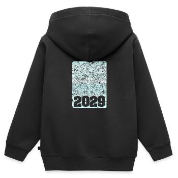 Numéro 2029 - Sweat Premium à capuche zippé enfant bio - noir - Dos - AI Model Kid Male (0cm)