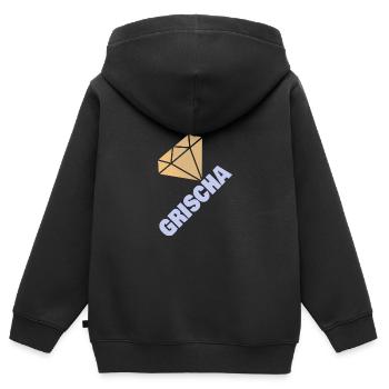 Grischa - Kinder Premium Organic Zip Hoodie - Schwarz - Hinten - AI Model Kid Male (0cm)