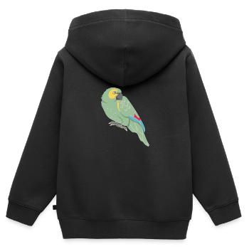 Papagei: Blaustirnamazone - Kinder Premium Organic Zip Hoodie - Schwarz - Hinten - AI Model Kid Male (0cm)