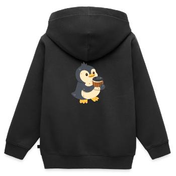 Pingouin au café - Sweat Premium à capuche zippé enfant bio - noir - Dos - AI Model Kid Male (0cm)