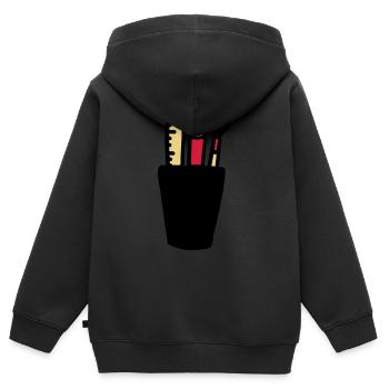 Pen - Brosse - Règle - Sweat Premium à capuche zippé enfant bio - noir - Dos - AI Model Kid Male (0cm)