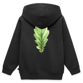 Feuille d'un chêne - Sweat Premium à capuche zippé enfant bio - noir - Dos - AI Model Kid Male (0cm)