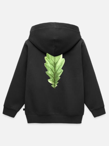 Leaf of an oak - Kids Premium Organic Zip-up Hoodie - black