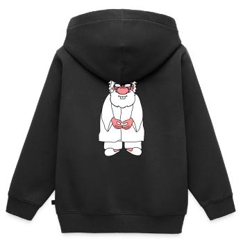 opa alt grossvater schlafanzug mantel muetze muede - Kinder Premium Organic Zip Hoodie - Schwarz - Hinten - AI Model Kid Male (0cm)