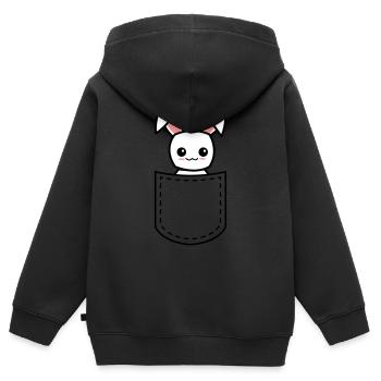 lapin dans une poche - Sweat Premium à capuche zippé enfant bio - noir - Dos - AI Model Kid Male (0cm)