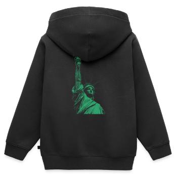 Freiheitsstatue - Kinder Premium Organic Zip Hoodie - Schwarz - Hinten - AI Model Kid Male (0cm)