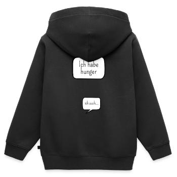 Sprechblasen Mutter und Kind Hunger - Kinder Premium Organic Zip Hoodie - Schwarz - Hinten - AI Model Kid Male (0cm)