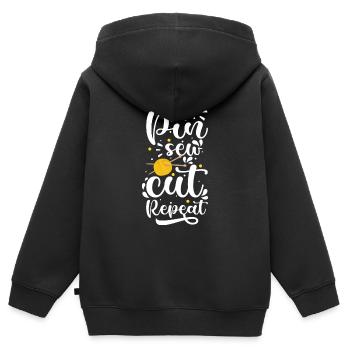 Vêtements de tailleur Tricot Tailleur sur mesure - Sweat Premium à capuche zippé enfant bio - noir - Dos - AI Model Kid Male (0cm)