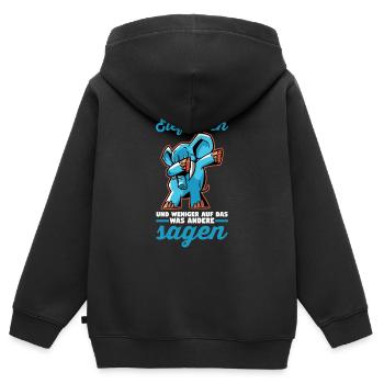 Dickhäuter Rüsseltier Dabbing Elefant - Kinder Premium Organic Zip Hoodie - Schwarz - Hinten - AI Model Kid Male (0cm)