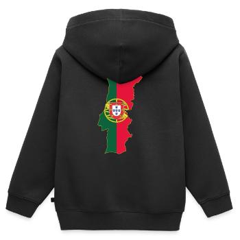 Portugal Flagge und Landkarte - Kinder Premium Organic Zip Hoodie - Schwarz - Hinten - AI Model Kid Male (0cm)