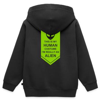 Citation extraterrestre de costume humain - Sweat Premium à capuche zippé enfant bio - noir - Dos - AI Model Kid Male (0cm)