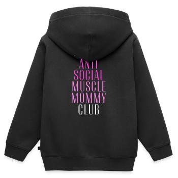 Antisozialer Muskel-Mama-Club - Kinder Premium Organic Zip Hoodie - Schwarz - Hinten - AI Model Kid Male (0cm)