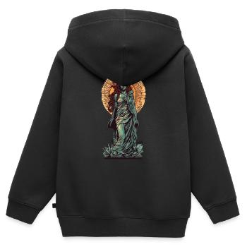 Lady Liberty - Kinder Premium Organic Zip Hoodie - Schwarz - Hinten - AI Model Kid Male (0cm)